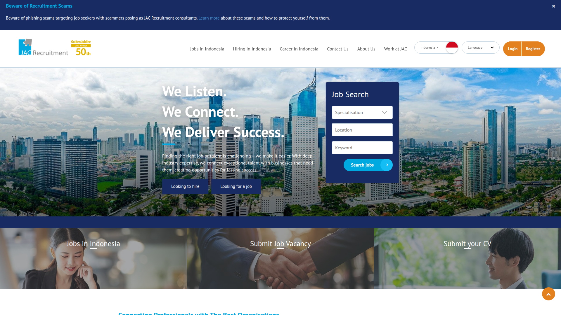 JAC Recruitment Indonesia website screenshot
