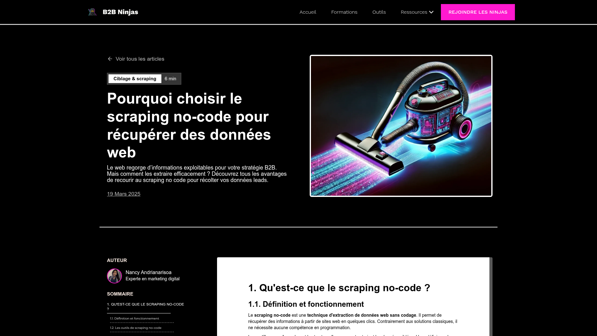 Interface de scraping no-code