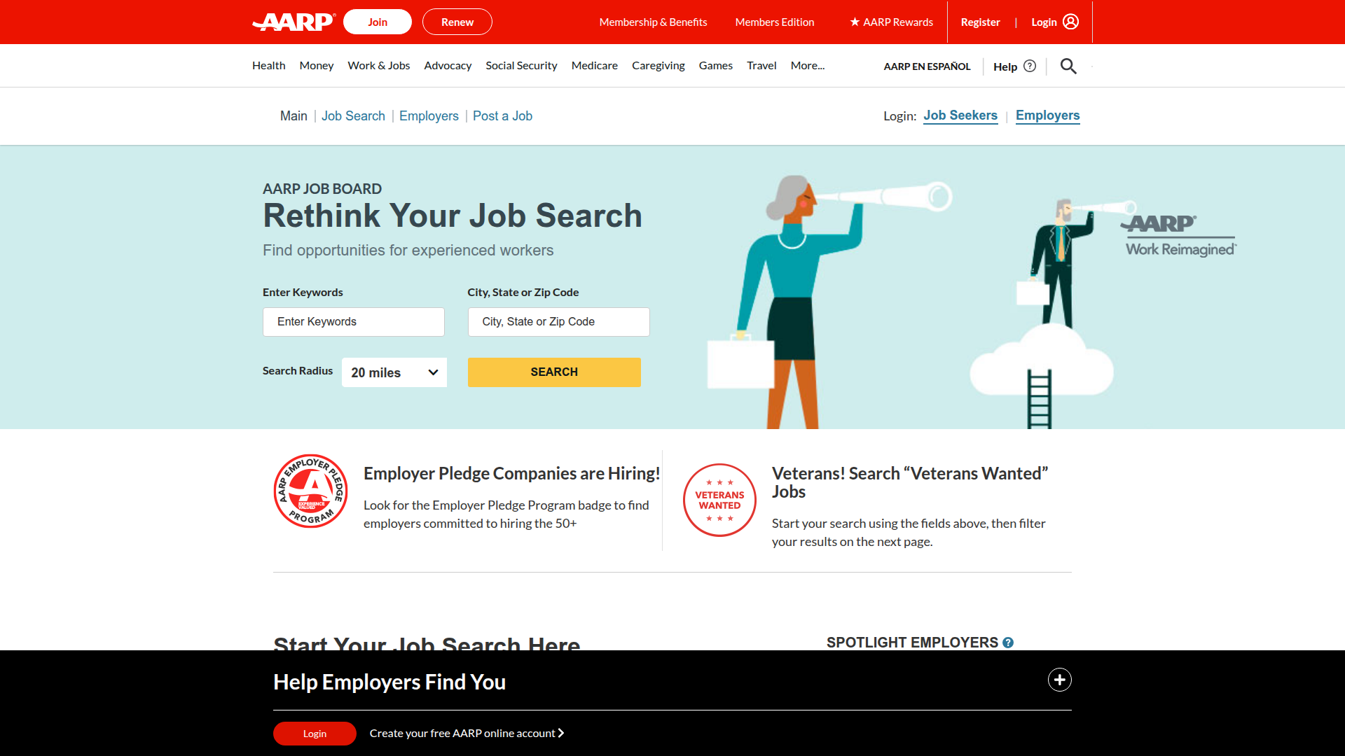 AARP Job Board website screenshot