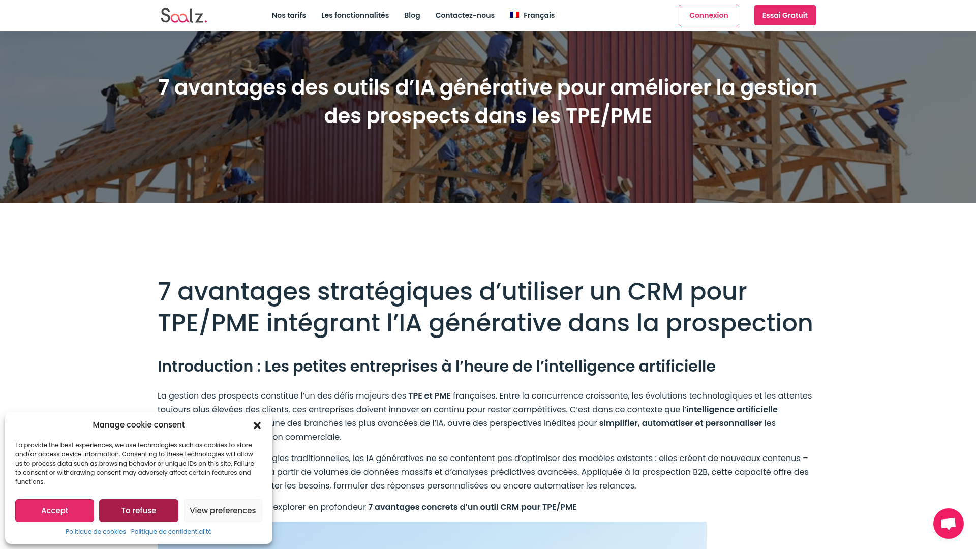 Interface d'outil d'IA pour la gestion des prospects