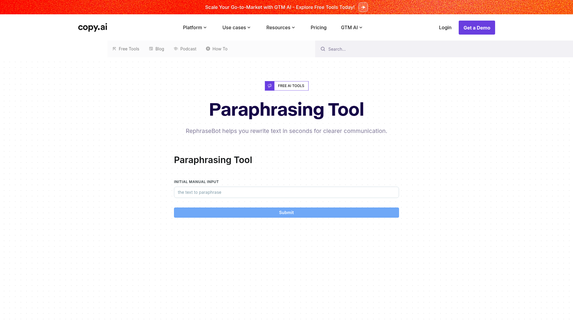 AI paraphrasing tool interface showing healthcare terminology transformations