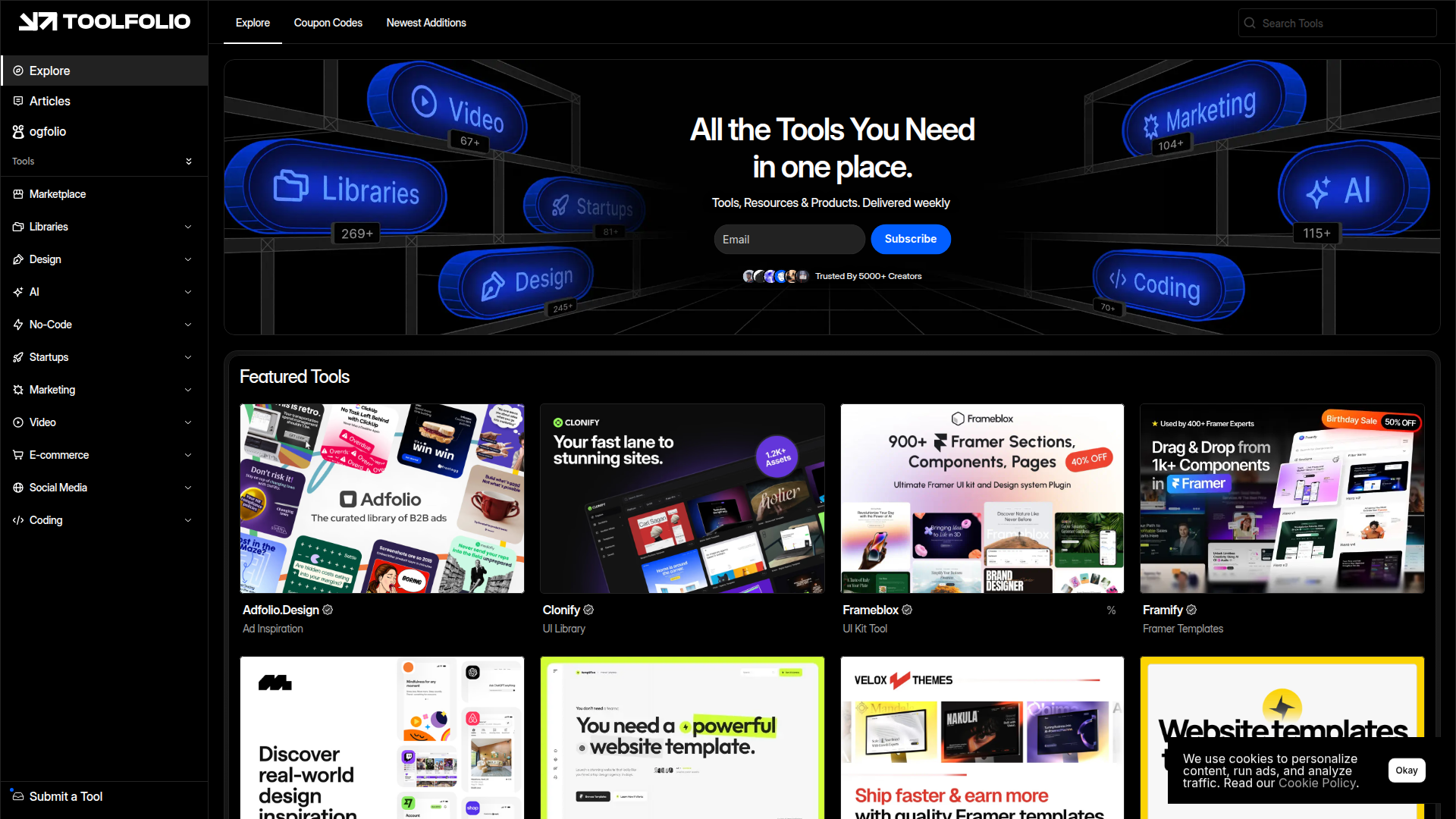 Tool Folio Homepage