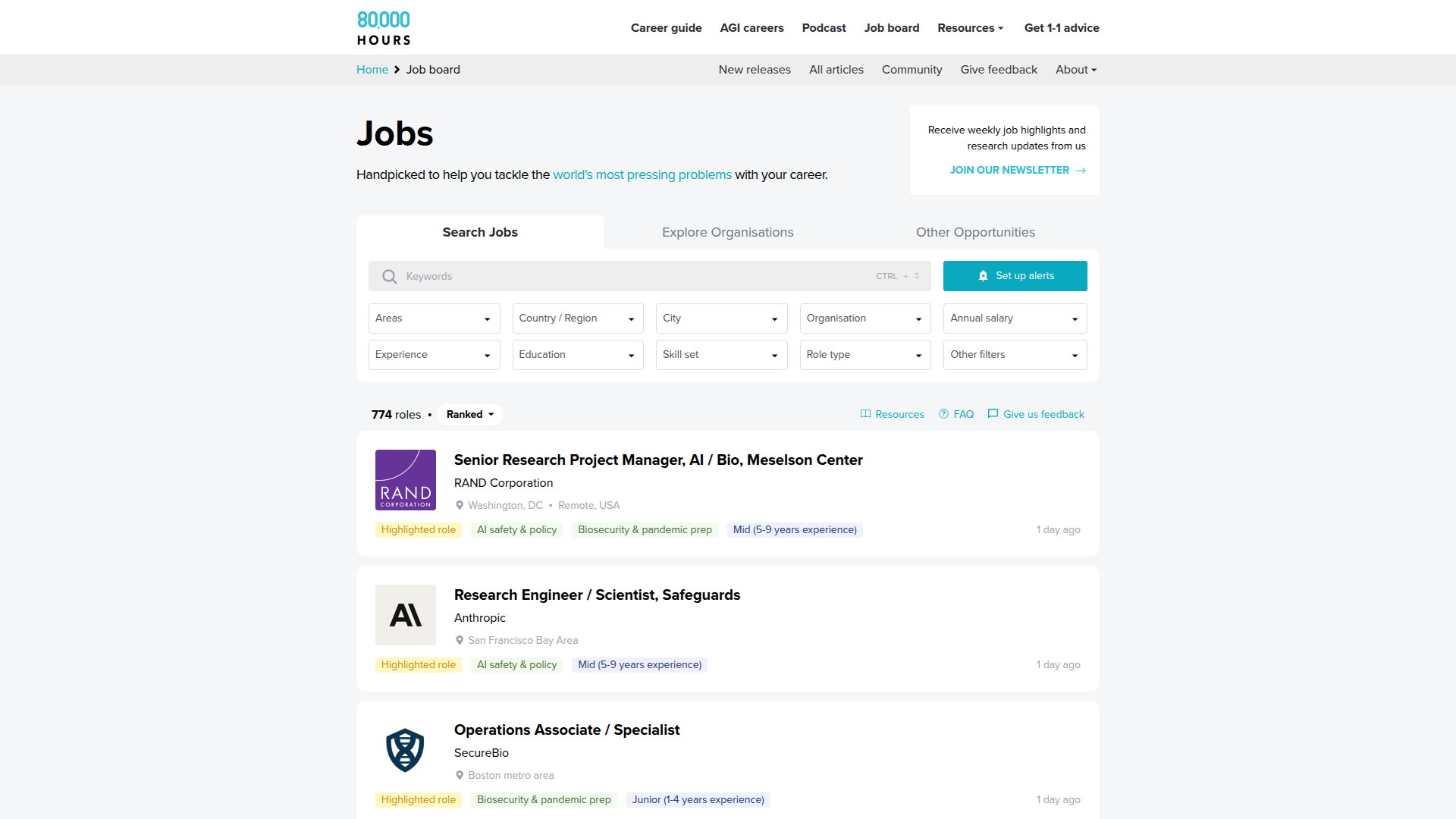 80,000 Hours website screenshot