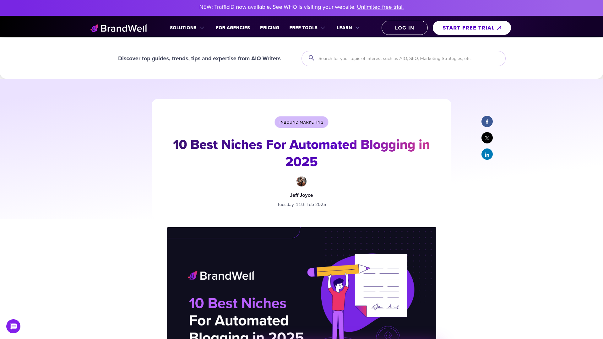 Screenshot showing niche selection data for automated blogging