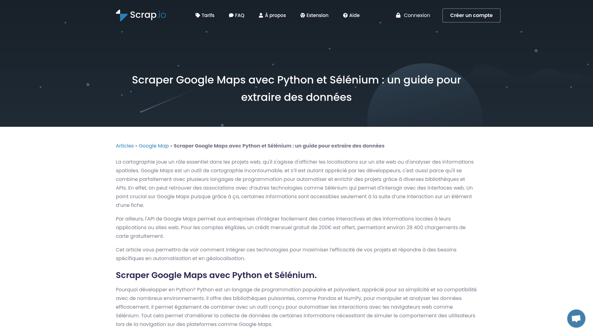 Interface montrant l'extraction de données avec Selenium