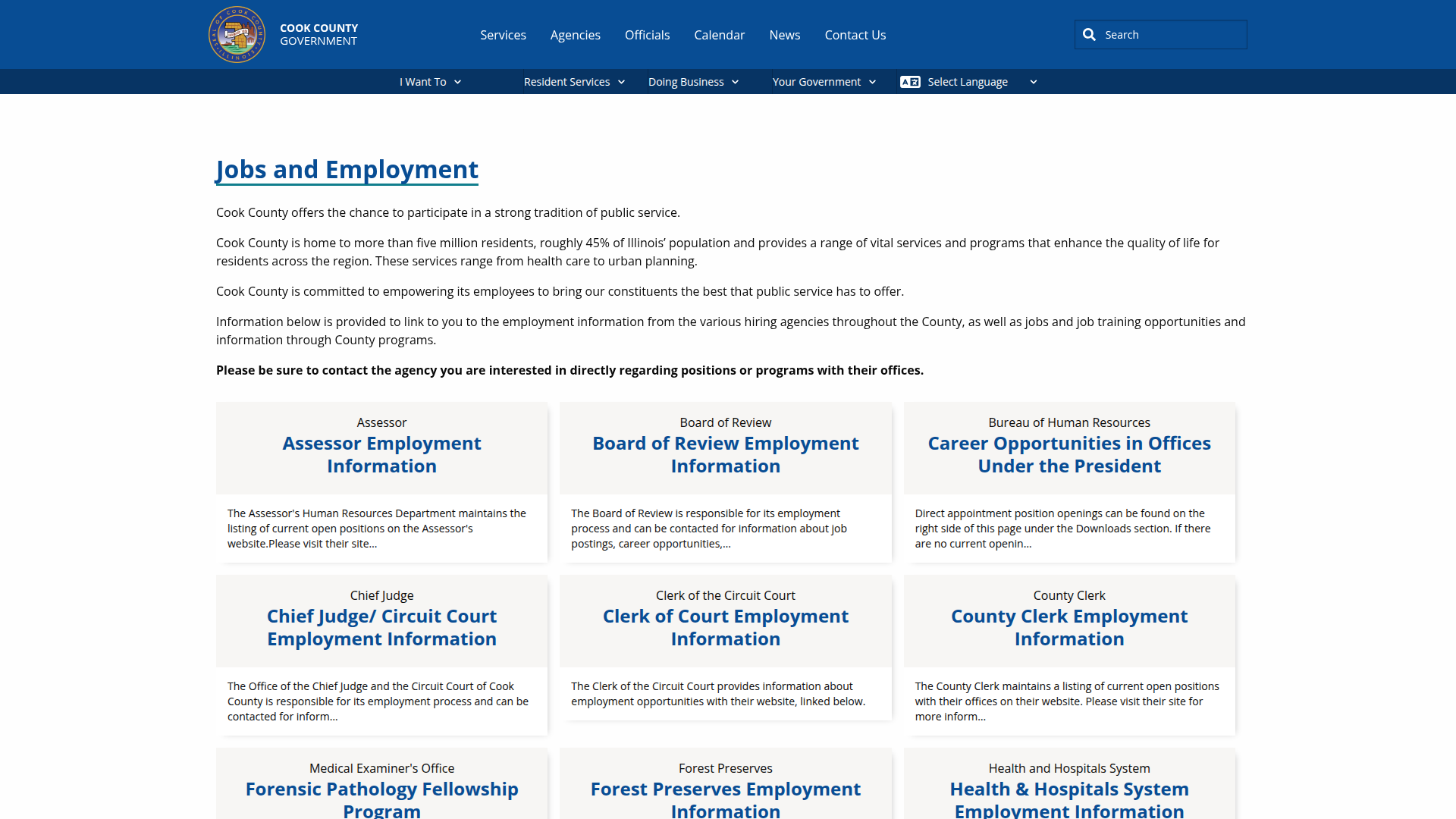 Cook County website screenshot