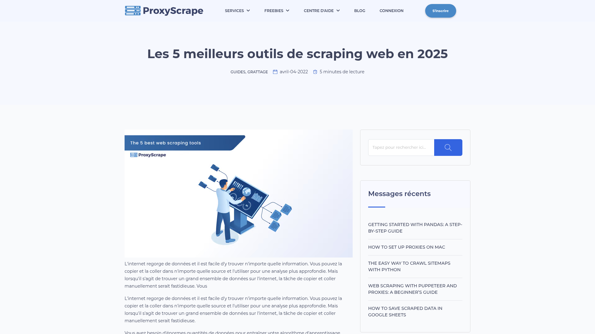 Interface de gestion des proxies de ProxyScrape pour l'extraction de données