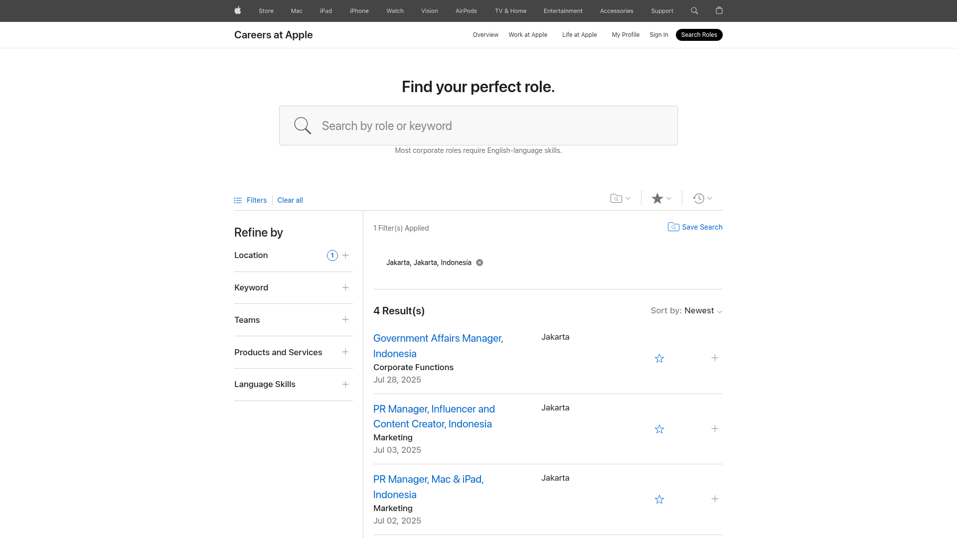 Apple website screenshot