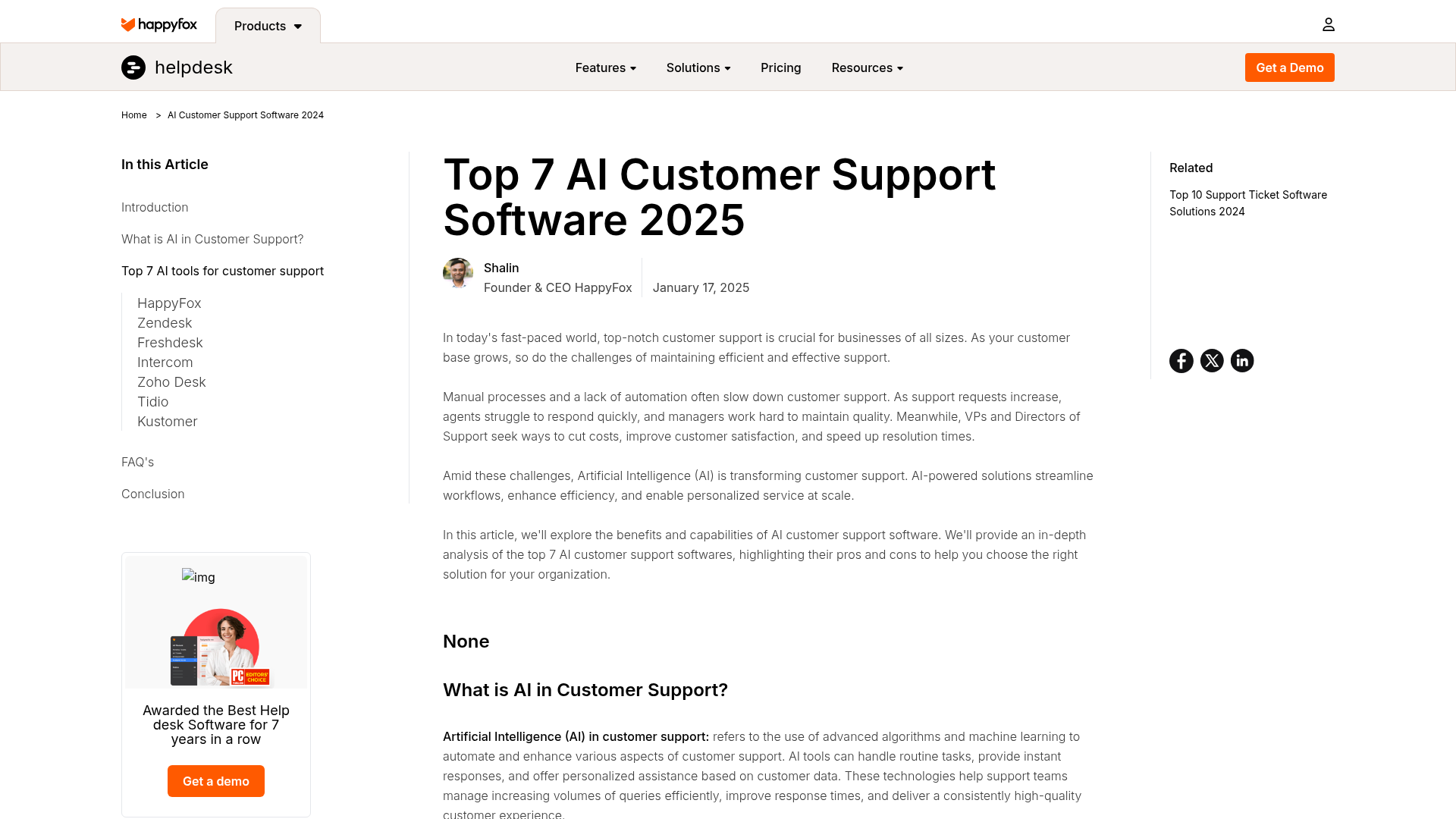 HappyFox AI Software