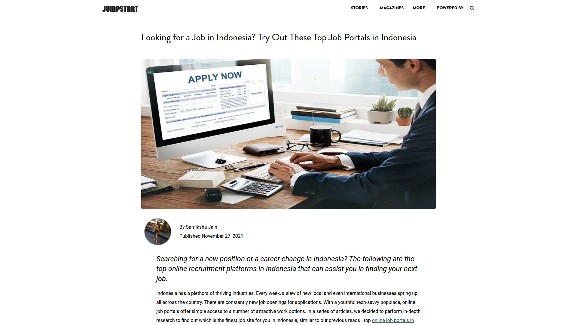 Jumpstart Magazine website screenshot