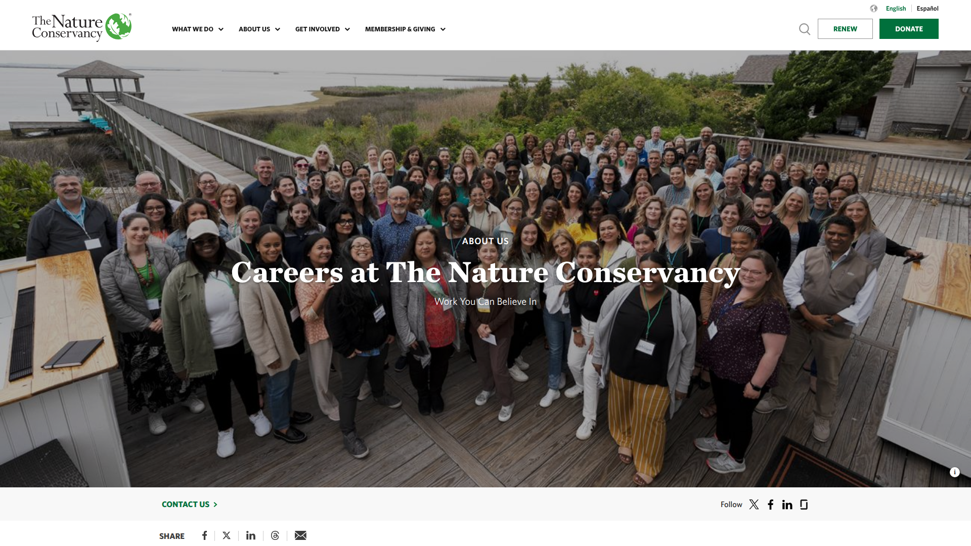 The Nature Conservancy website screenshot