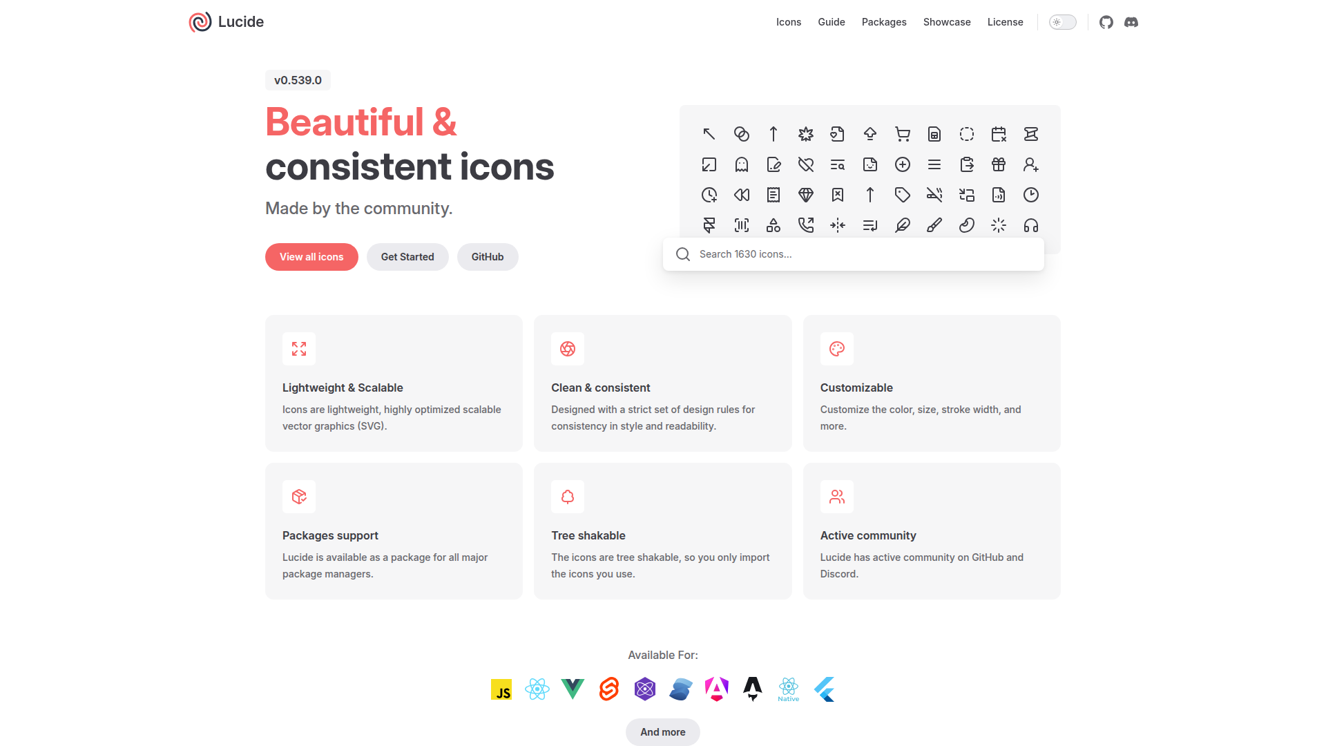 Lucide website screenshot
