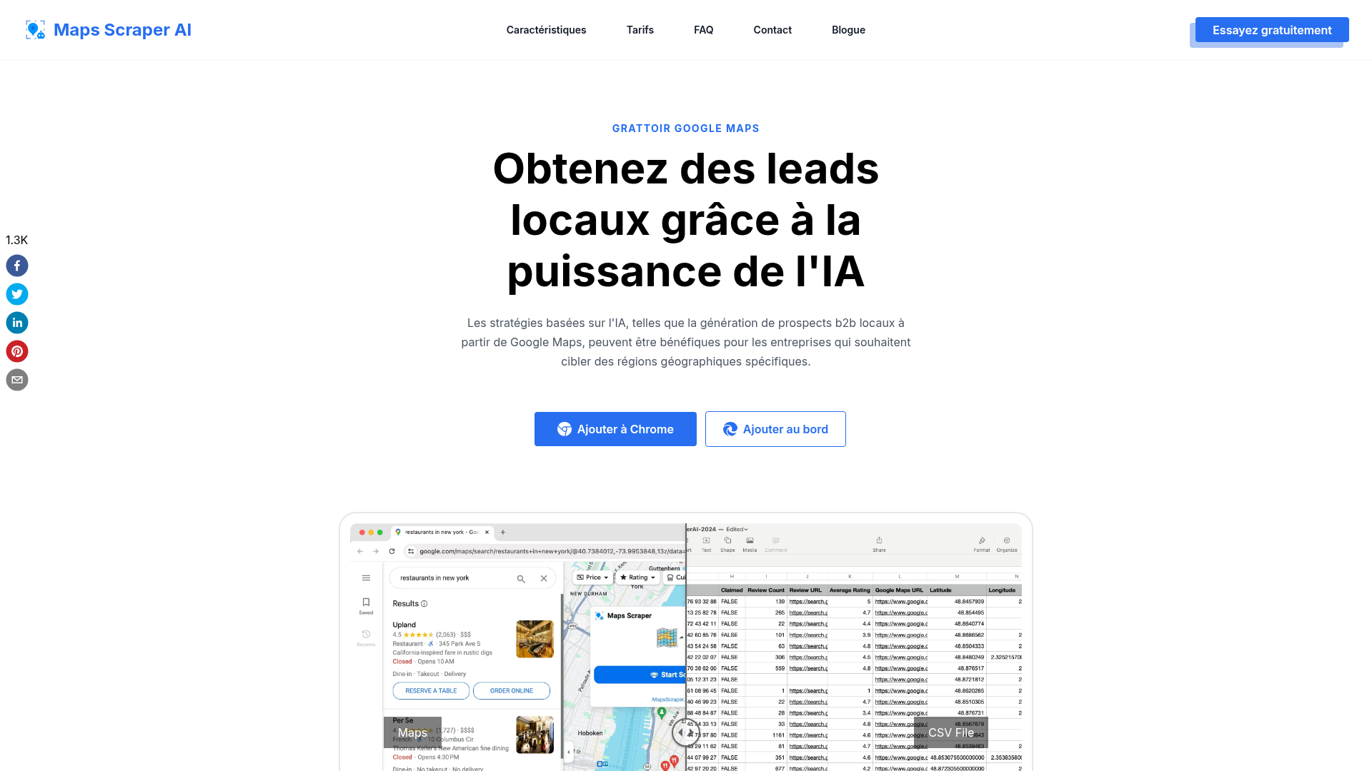 Interface d'extraction de données Google Maps