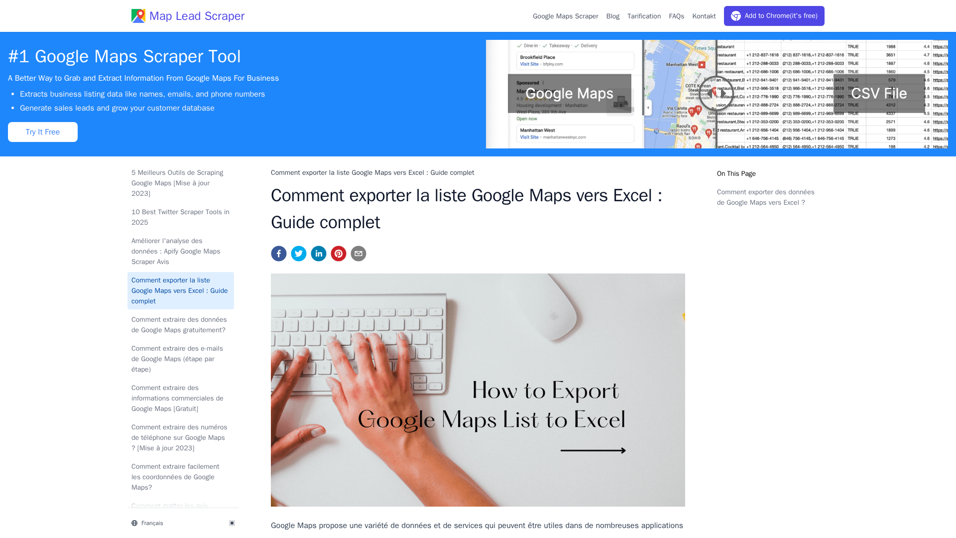 Interface d'exportation de données Google Maps