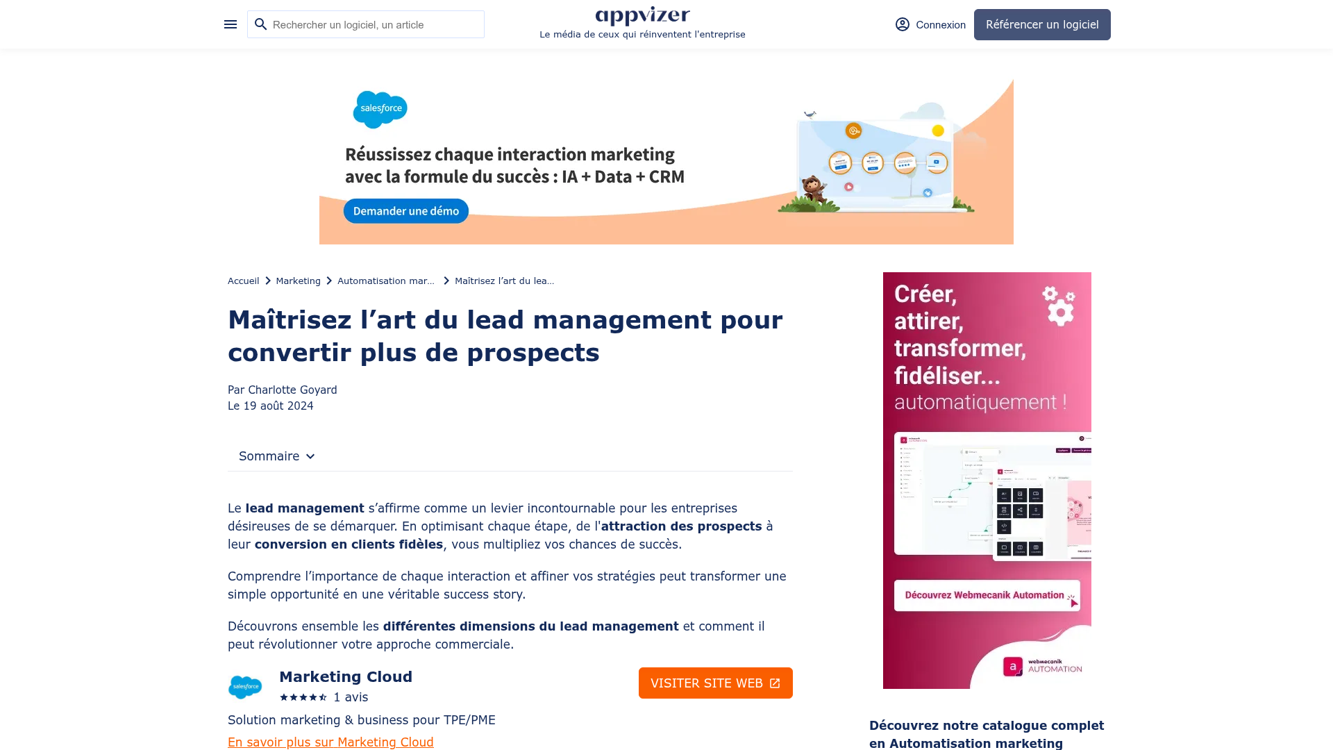 Interface de lead management