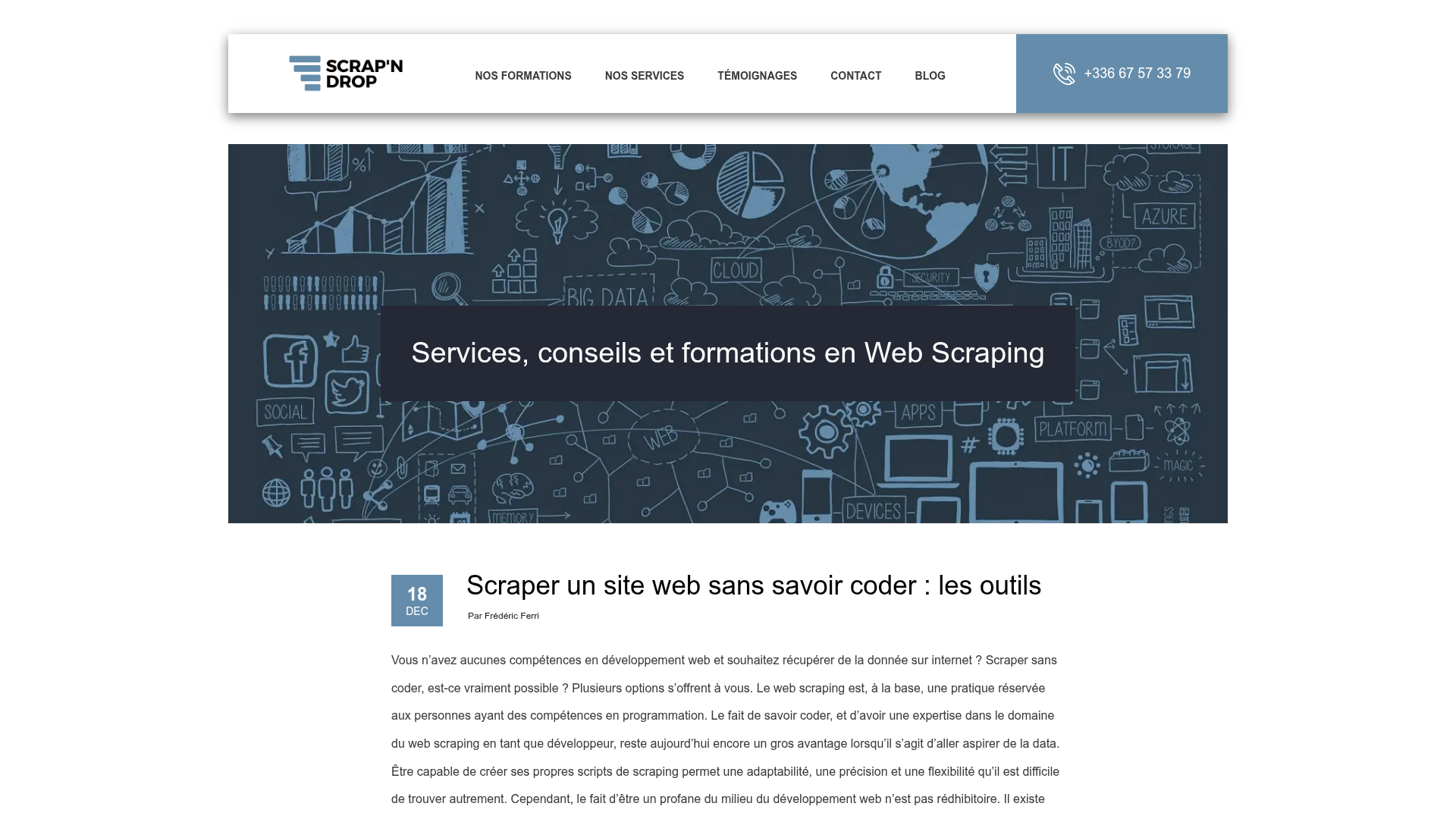 Interface de scraping sans code