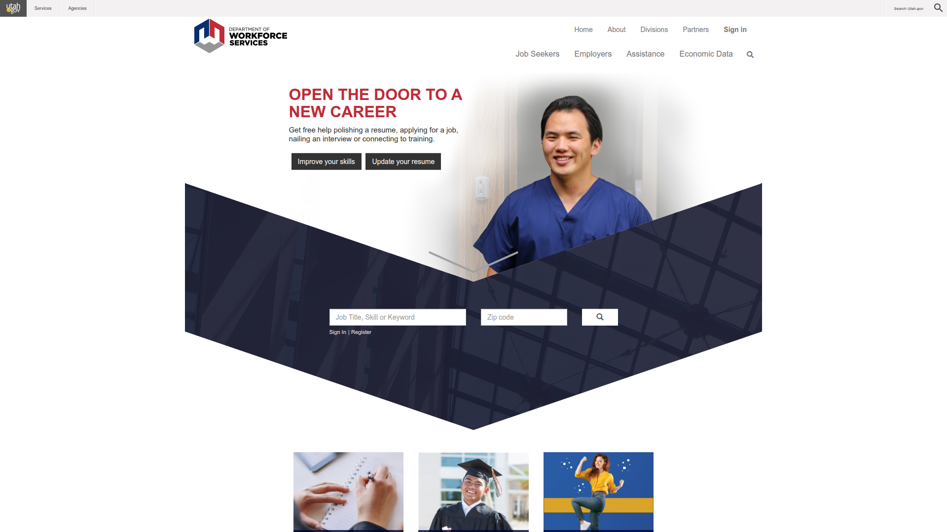 Utah Department of Workforce Services website screenshot