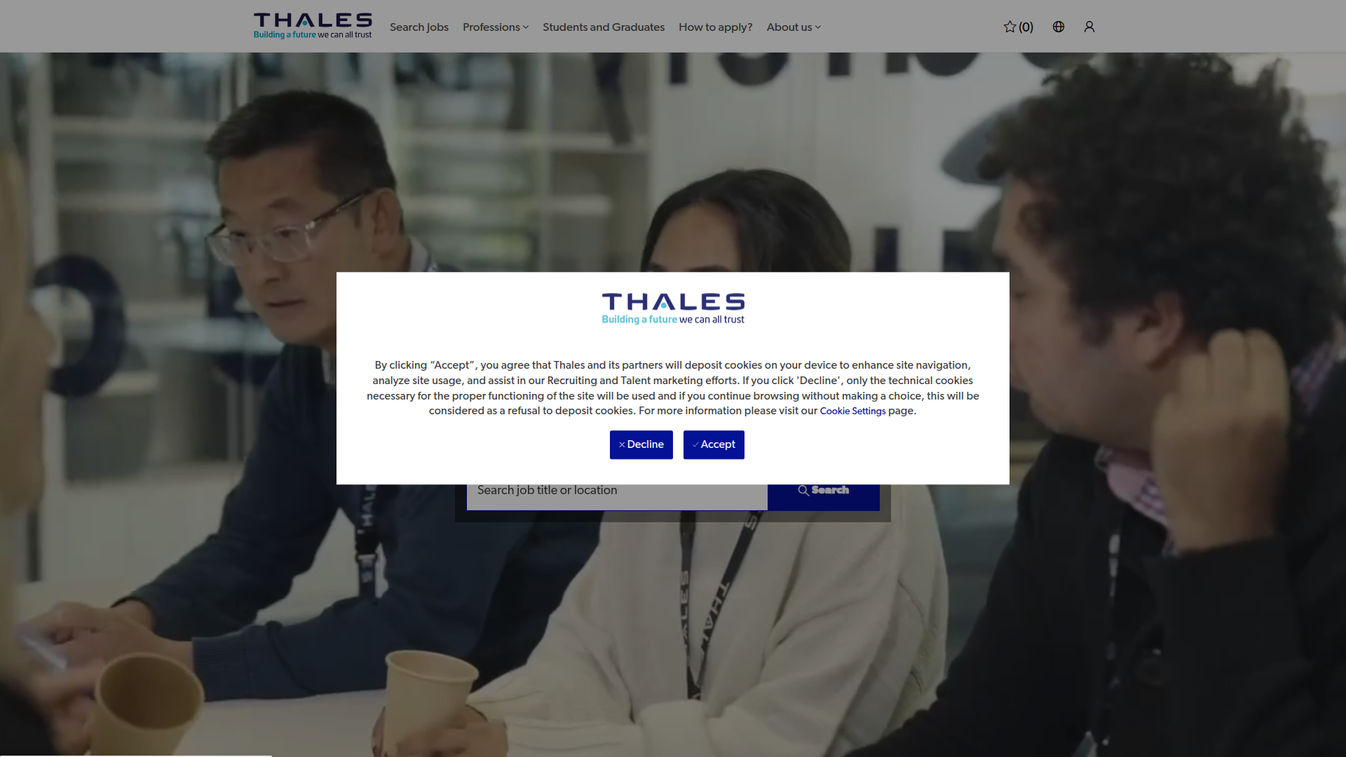 Thales Careers website screenshot