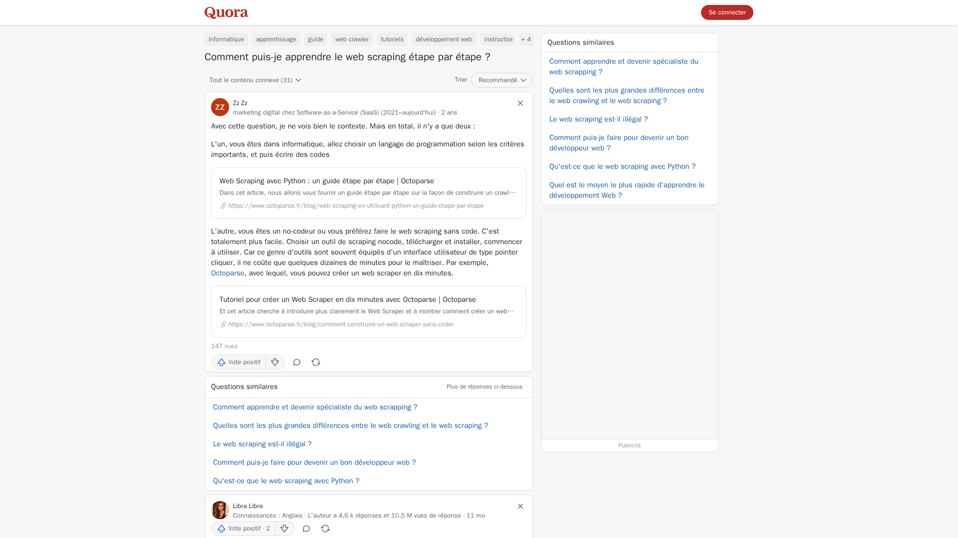 Ressources d'apprentissage web scraping