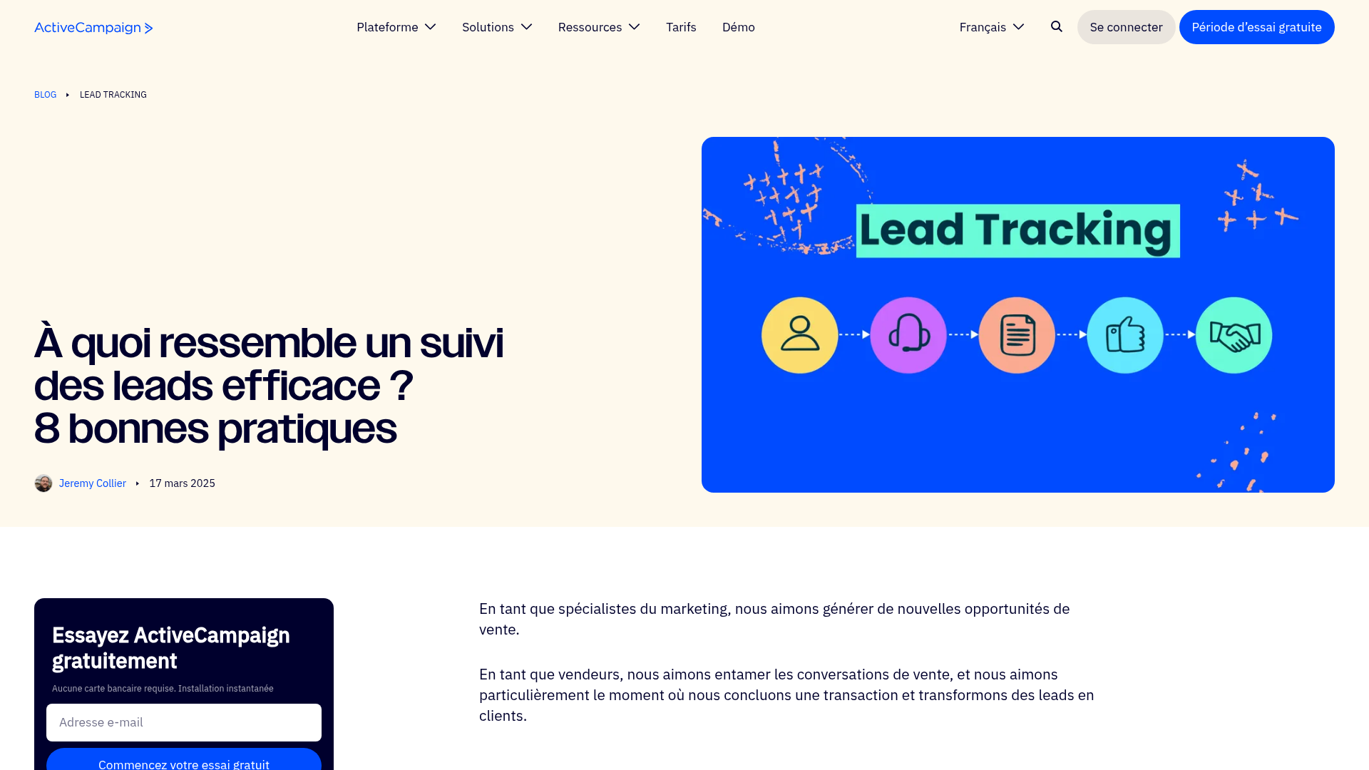 Tableau de bord de suivi des leads