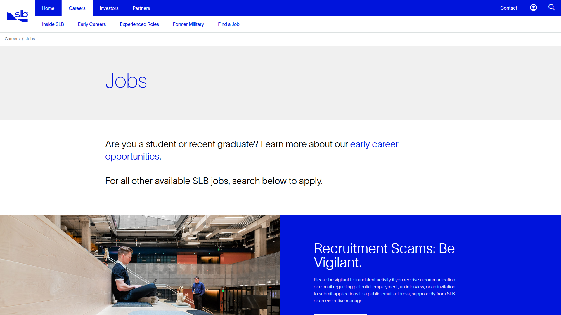 SLB Careers website screenshot