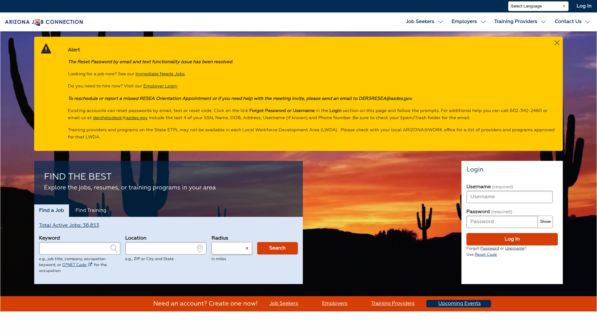 AZ Job Connection website screenshot