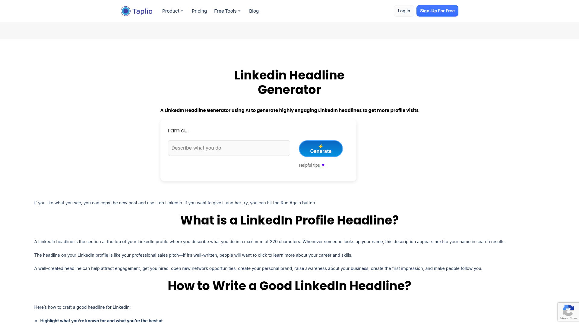 ai linkedin headline generator