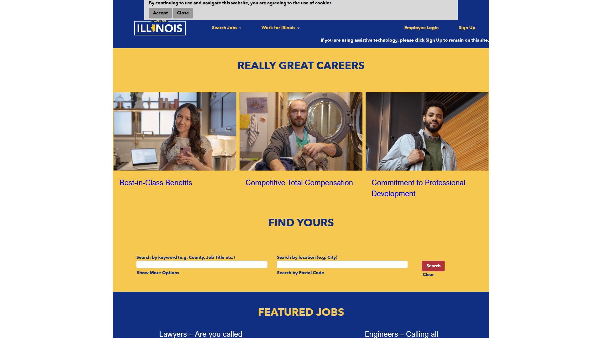 State of Illinois Jobs website screenshot