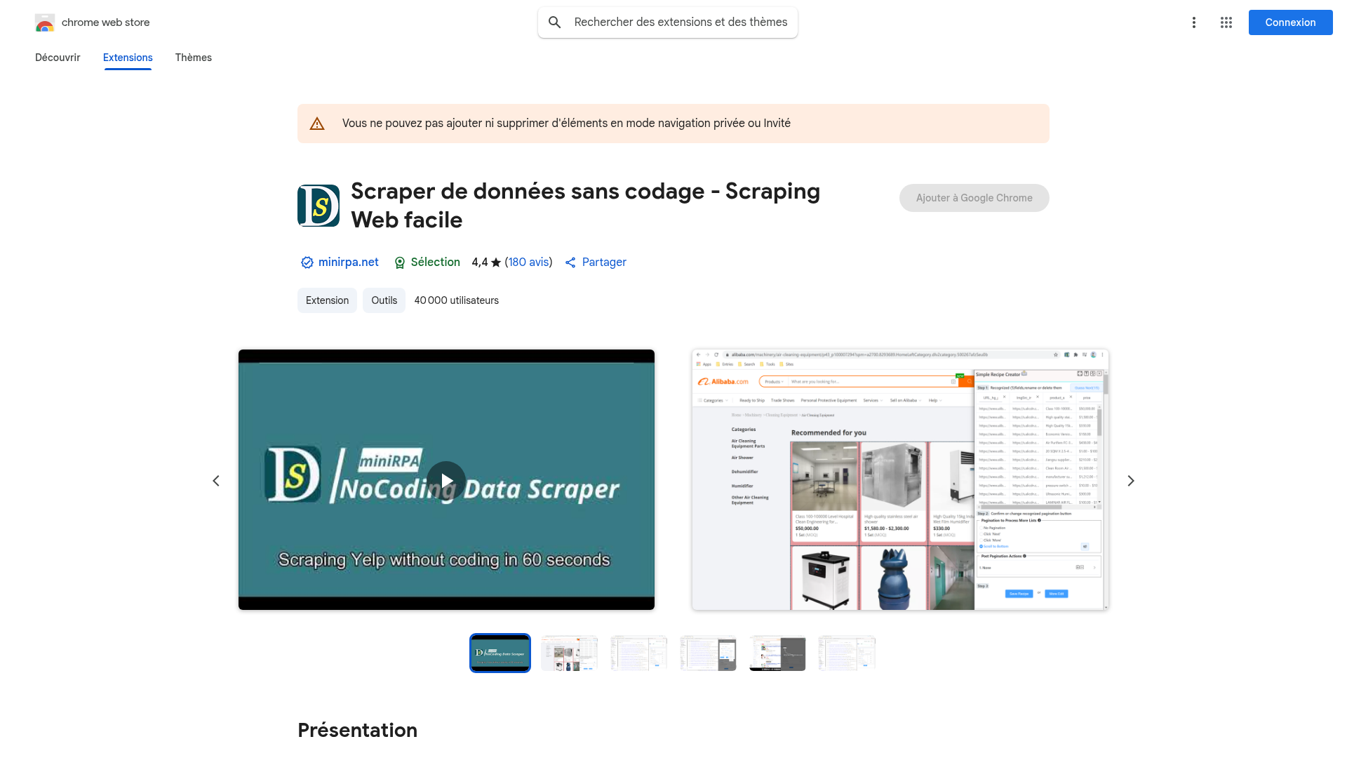 extension chrome scraper de données