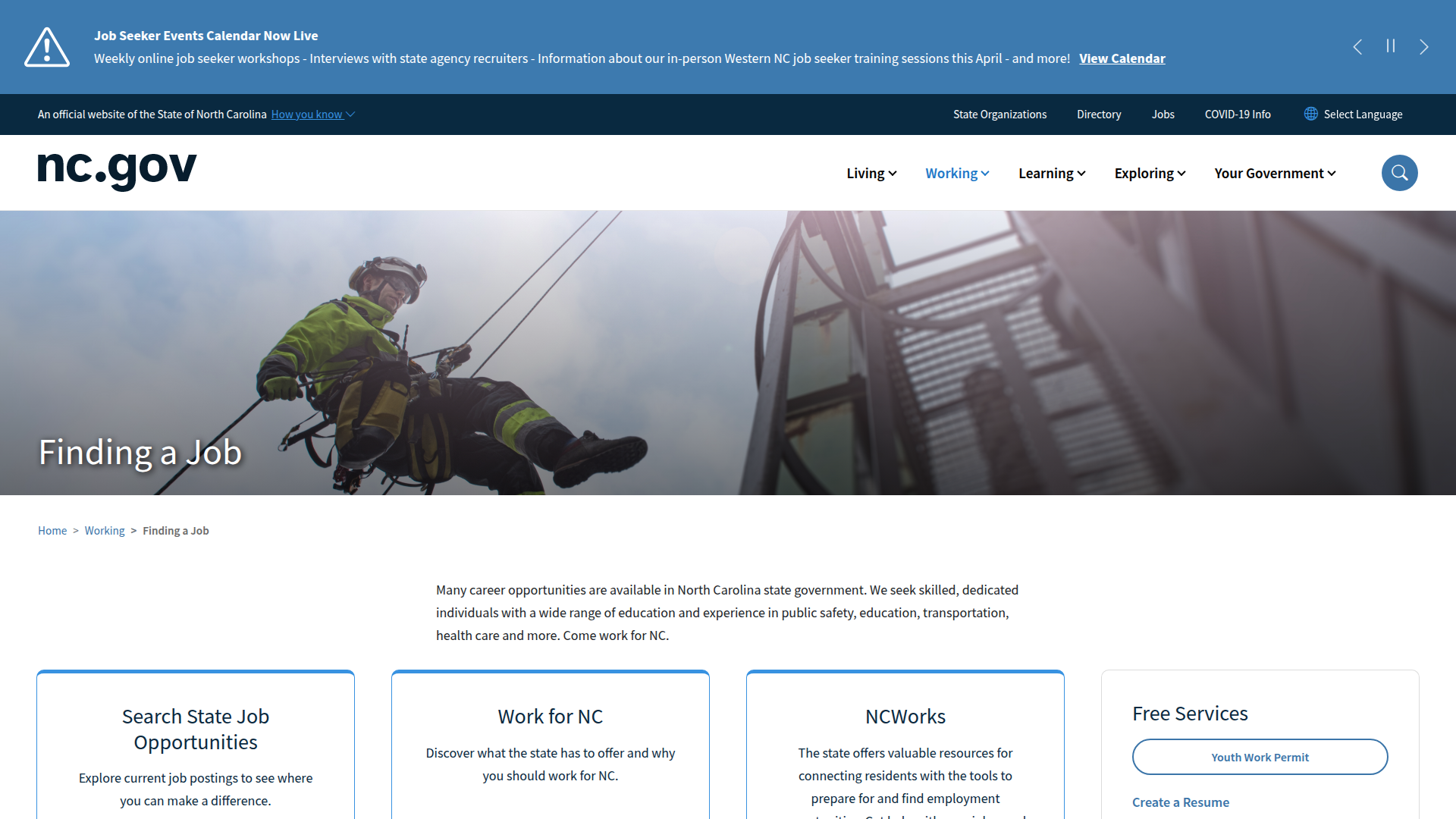 NC.gov website screenshot