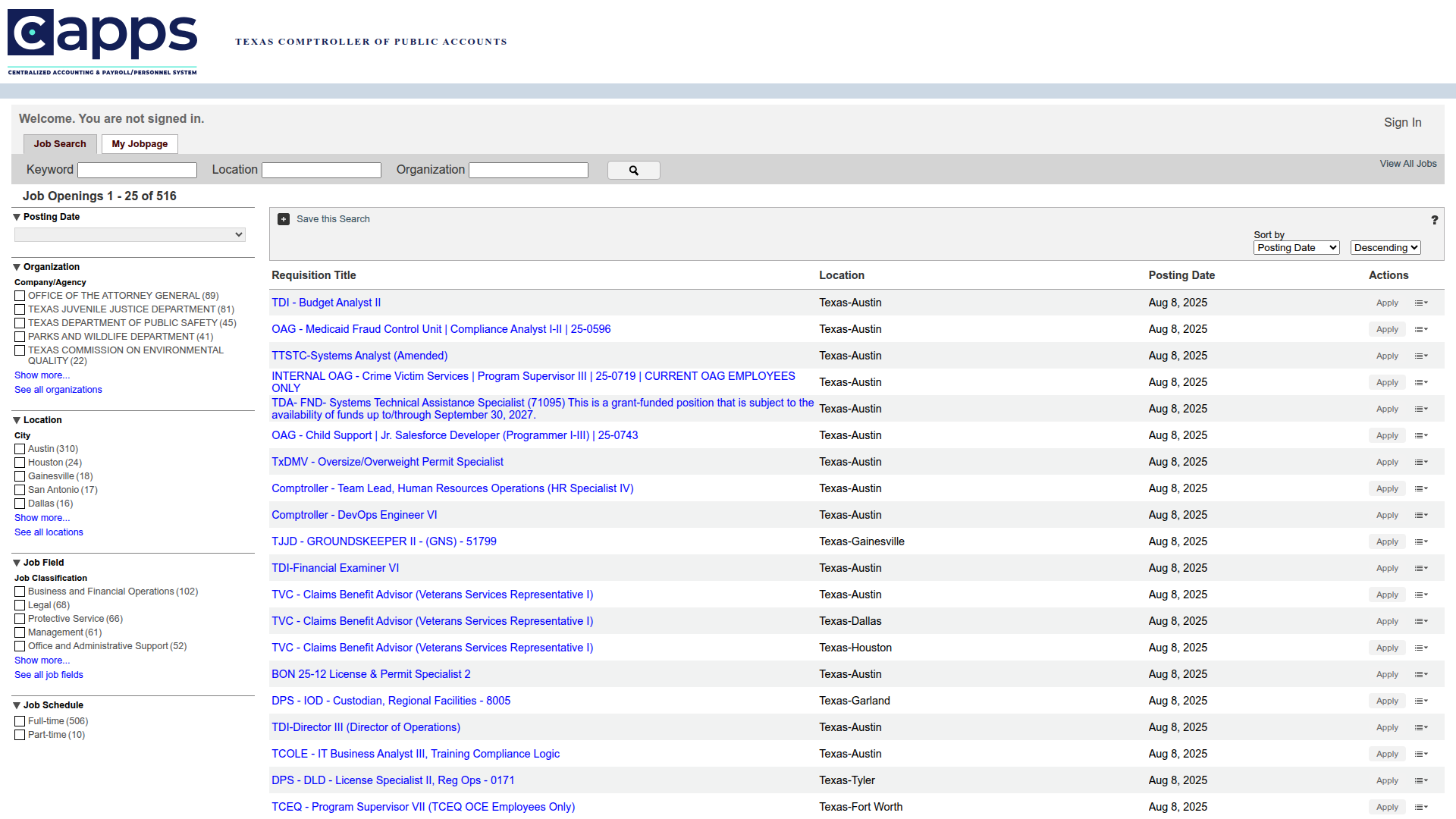 Texas.gov website screenshot