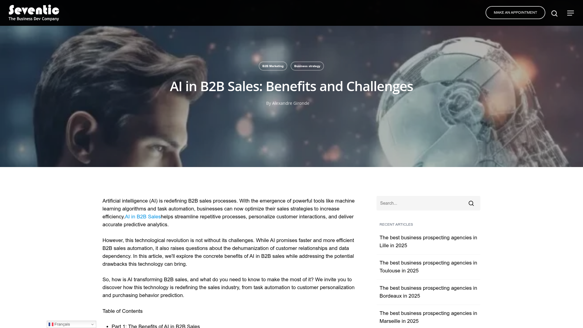 Dashboard d'analyse de ventes B2B avec IA