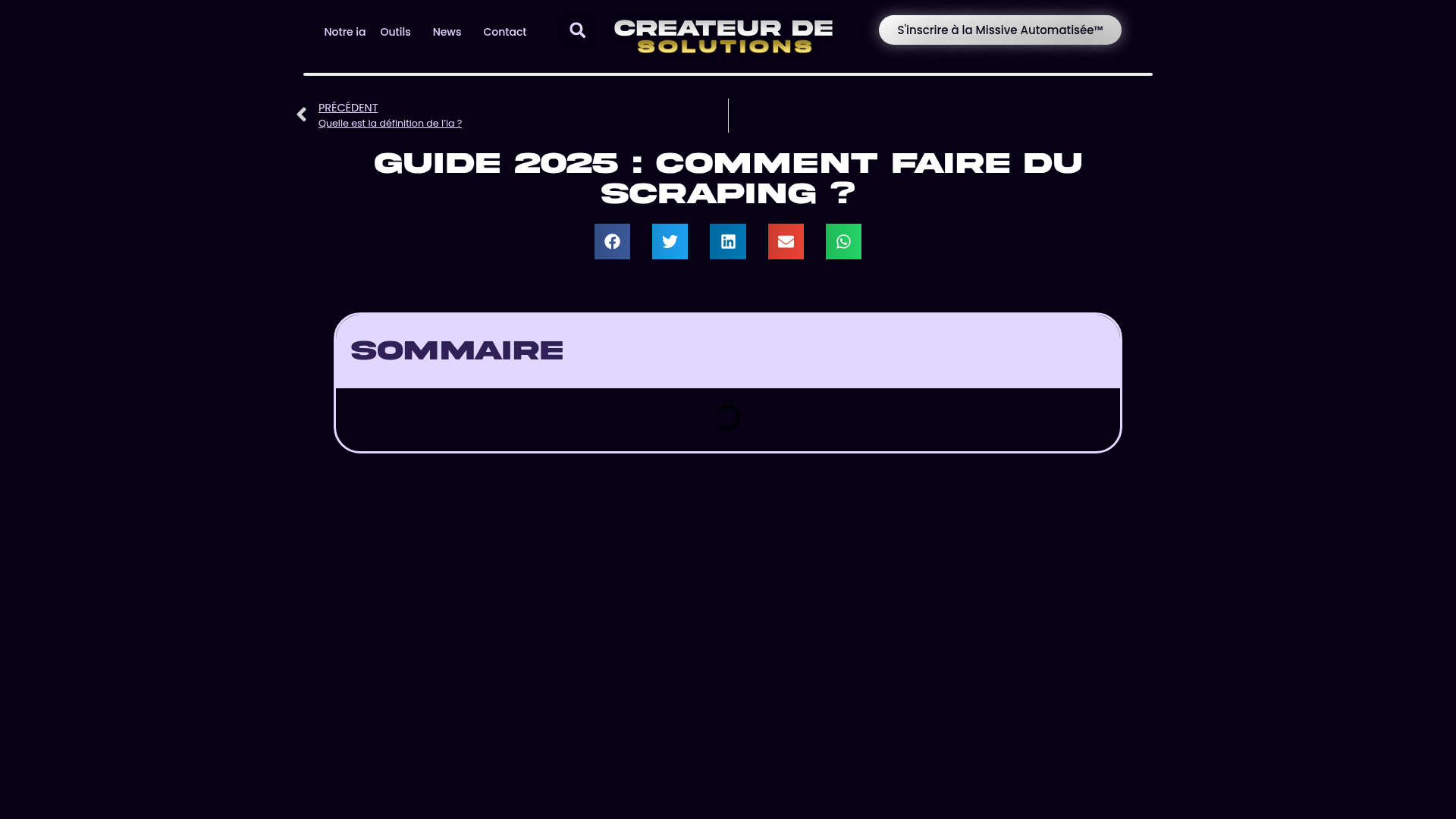 Créateur de Solutions article on scraping