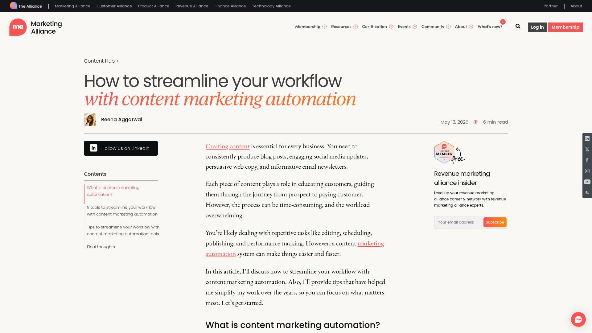 Marketing automation ROI dashboard showing content performance metrics