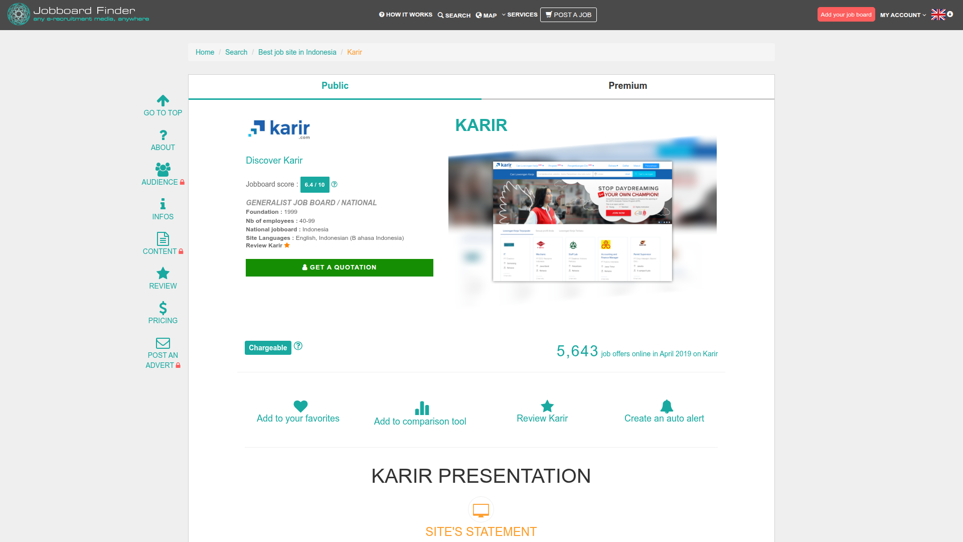 Jobboard Finder website screenshot