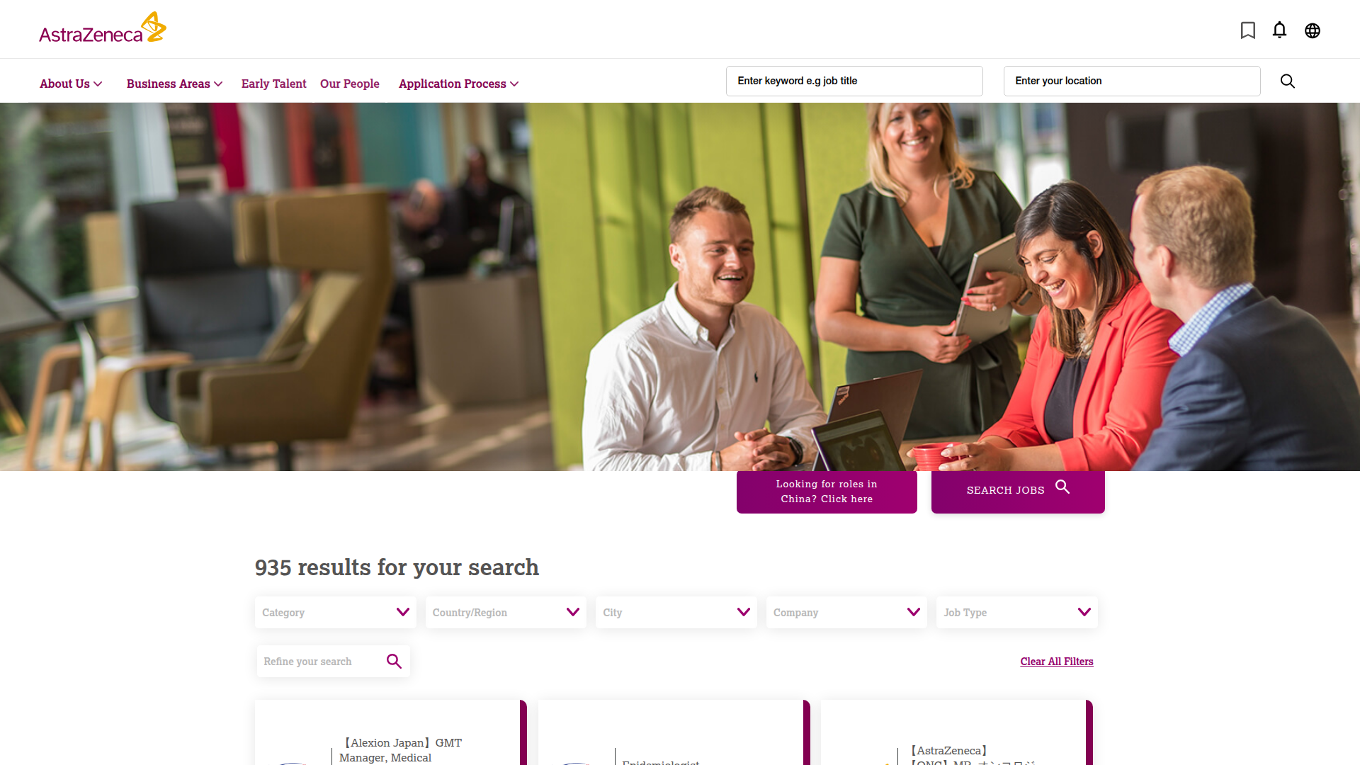 AstraZeneca website screenshot