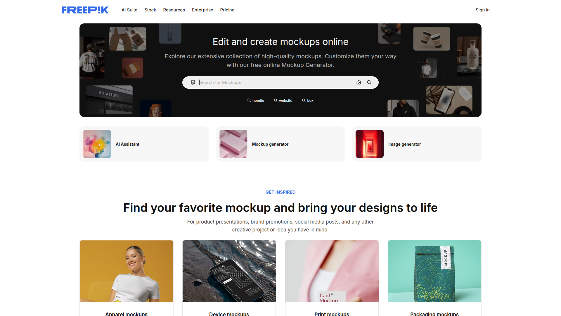 Freepik Mockups website screenshot