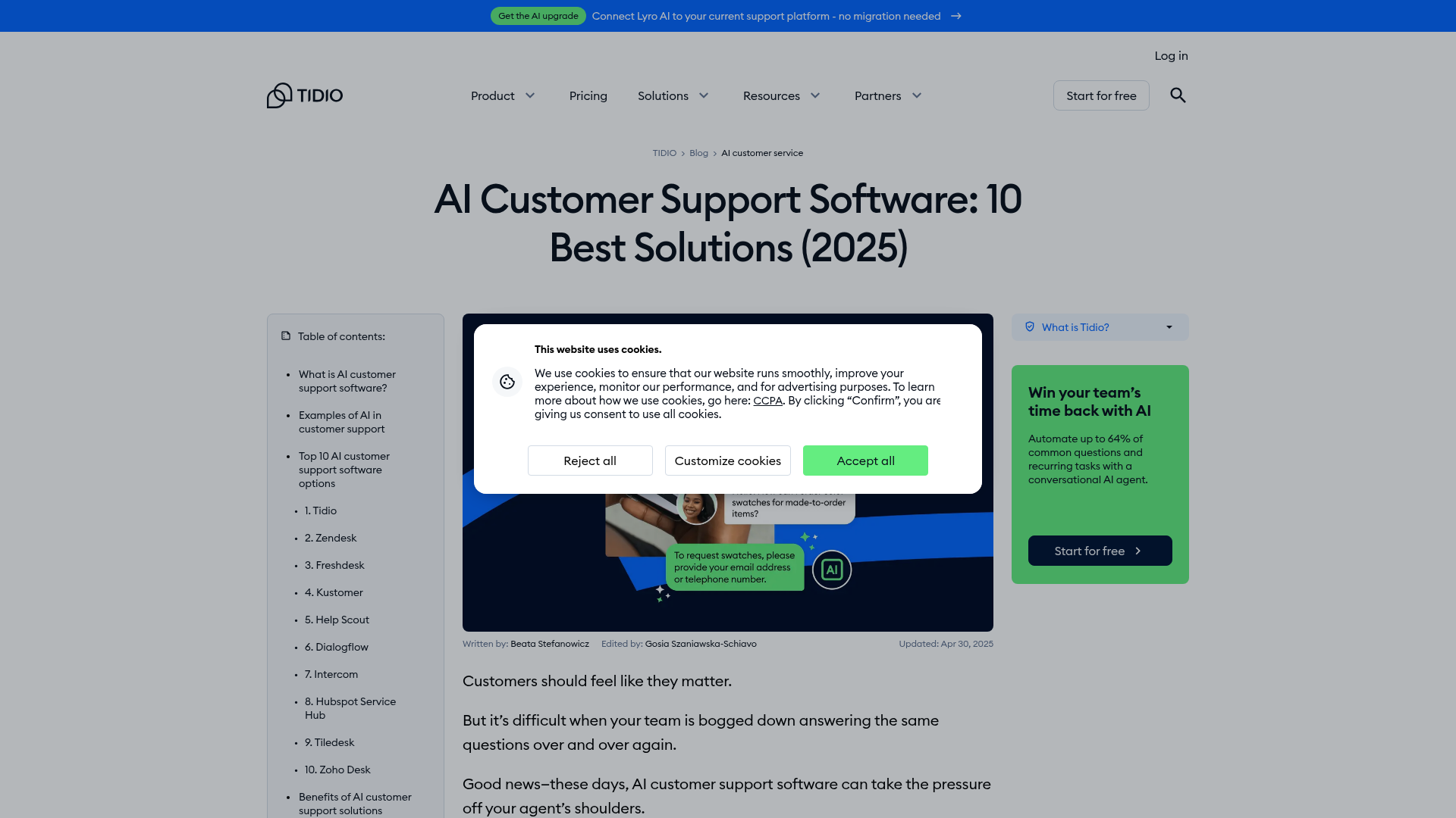 AI customer support software comparison