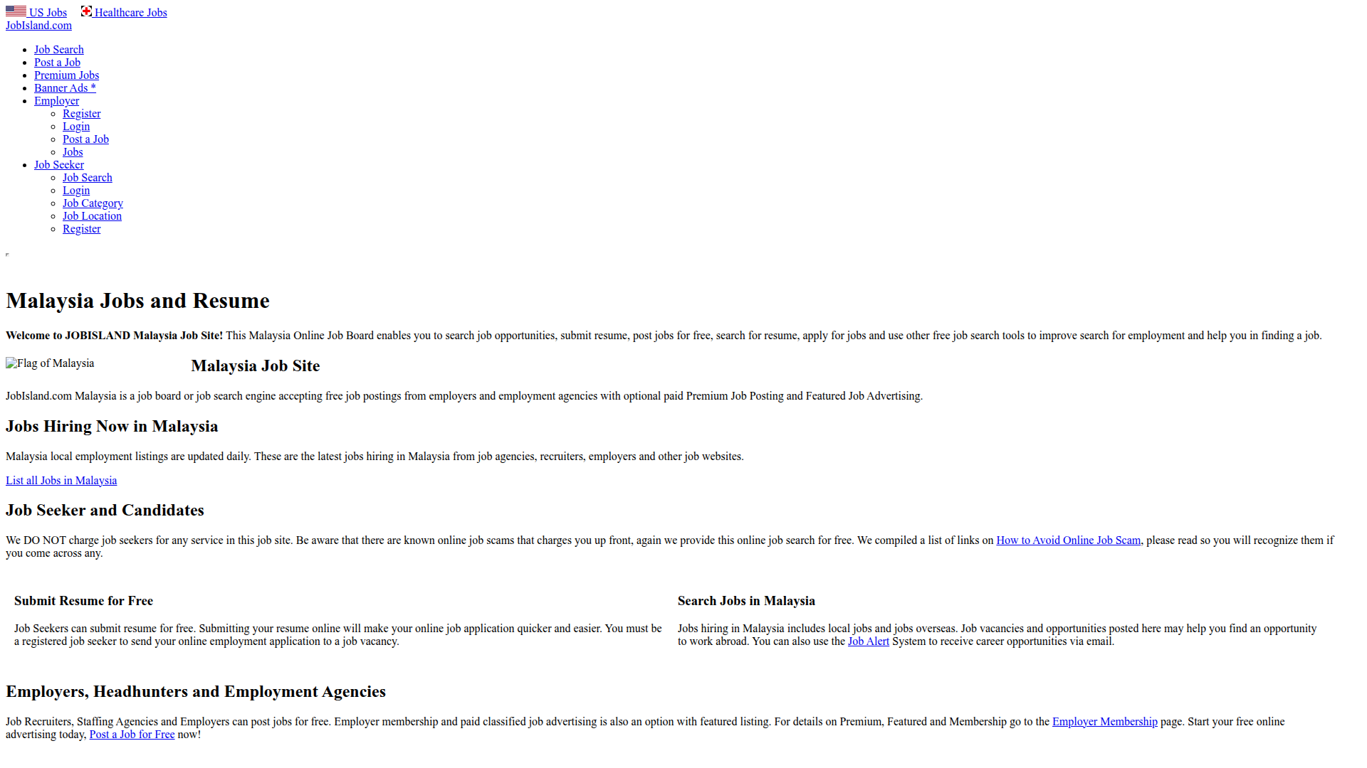 JobIsland.com website screenshot