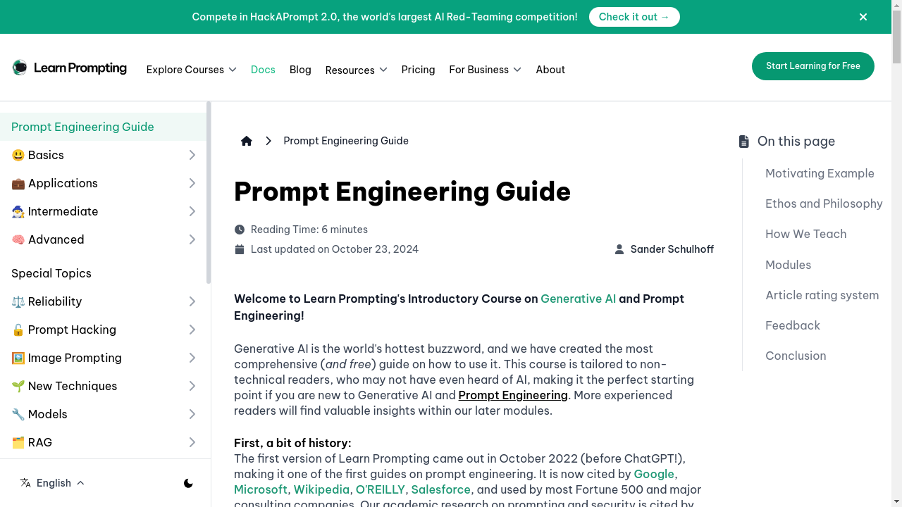 Prompt engineering basics interface