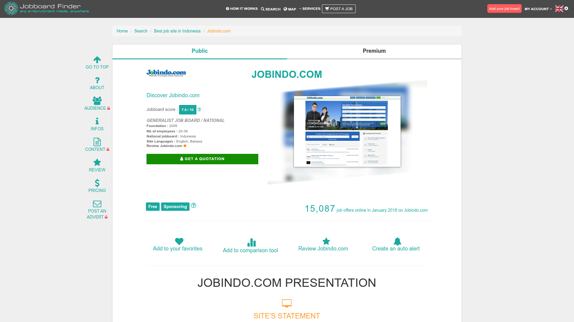 Jobboard Finder website screenshot
