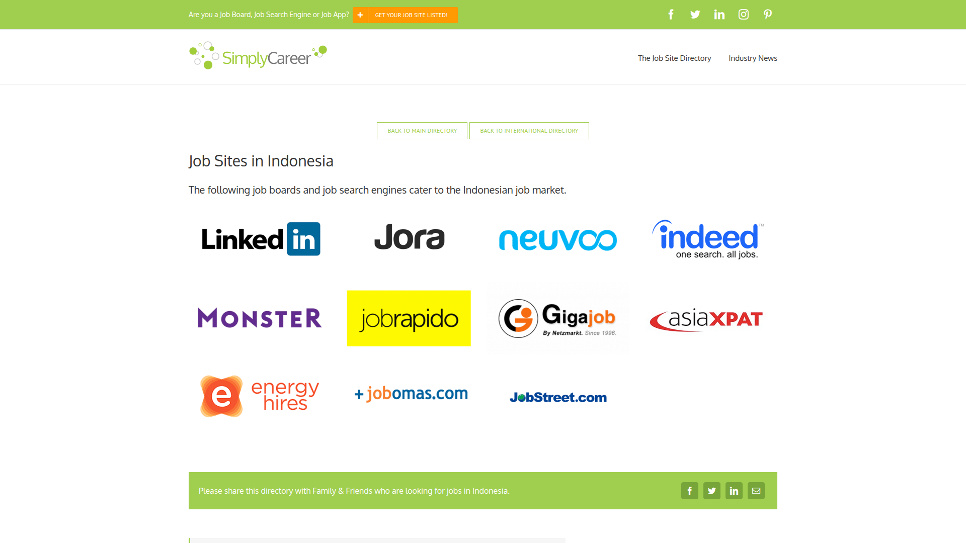 SimplyCareer website screenshot