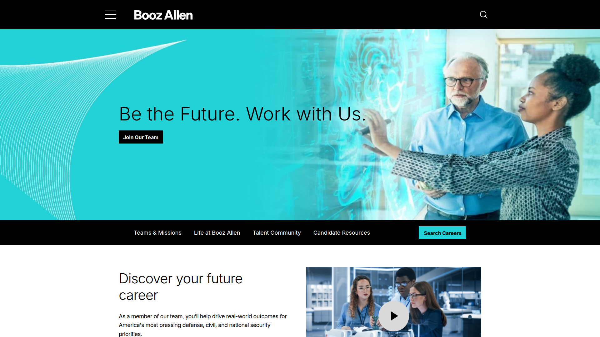 Booz Allen Careers website screenshot