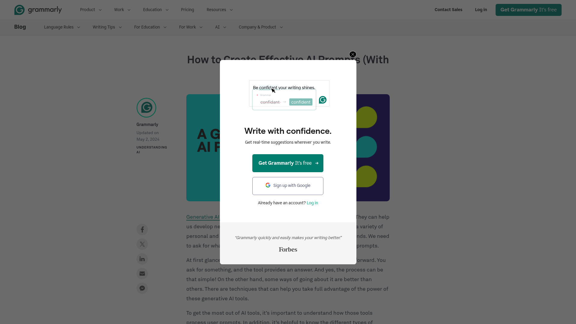 Grammarly guide to generative AI prompts