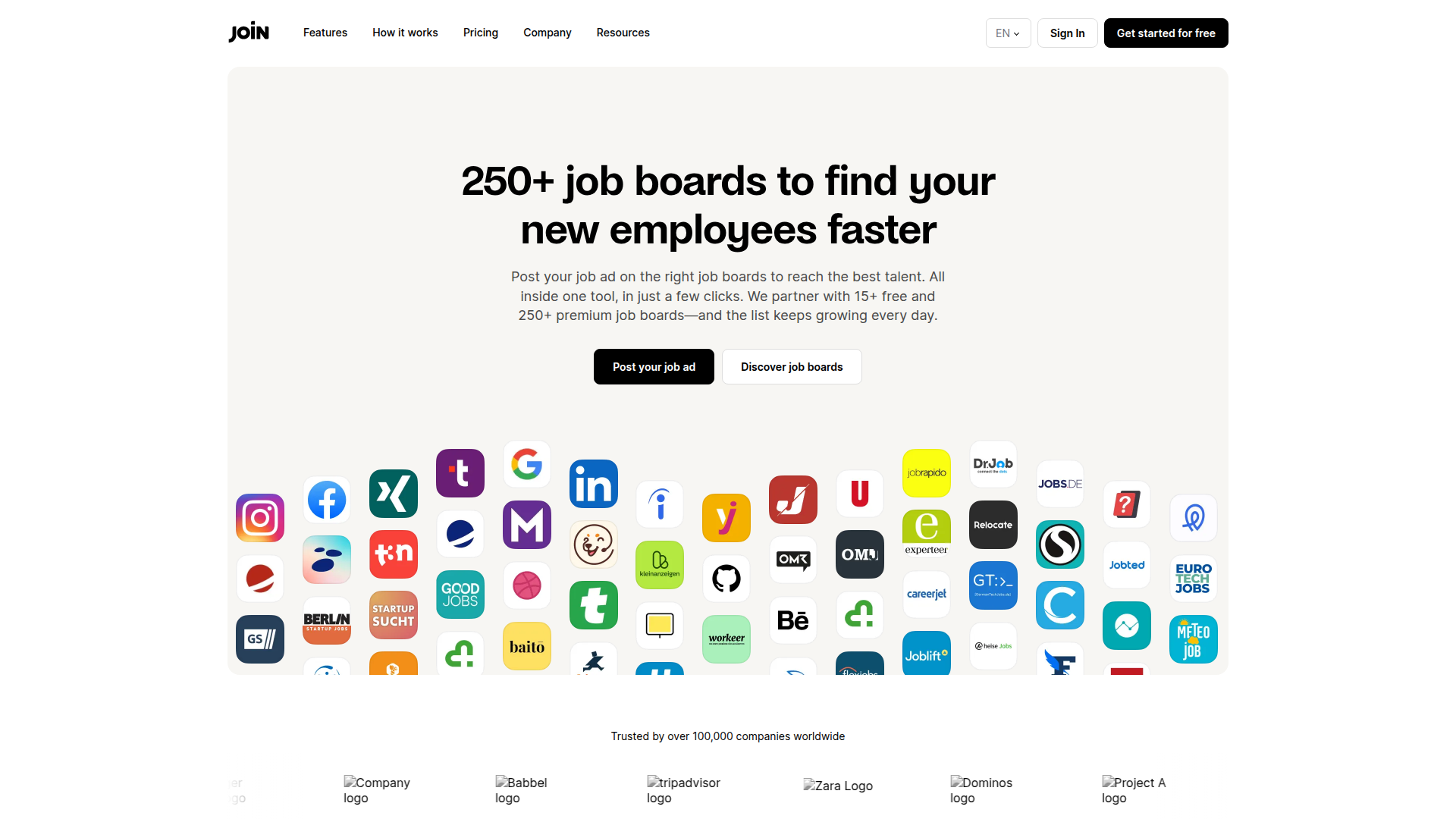 JOIN website screenshot