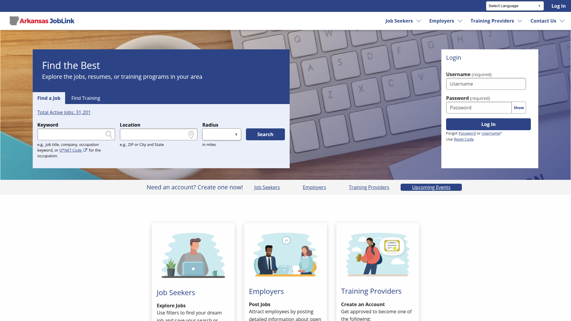 Arkansas JobLink website screenshot