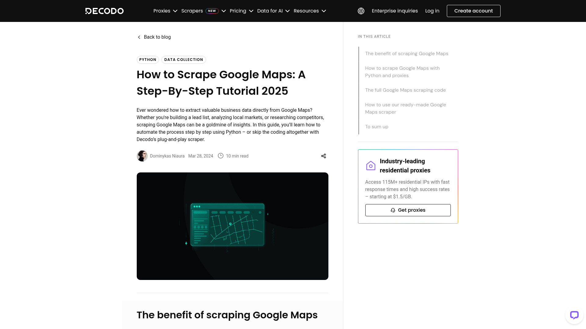 Interface d'analyse de données Google Maps