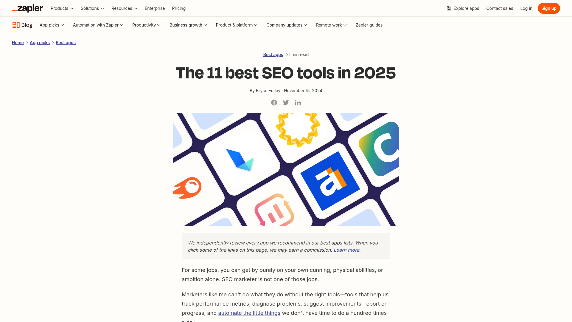Zapier SEO tools comparison