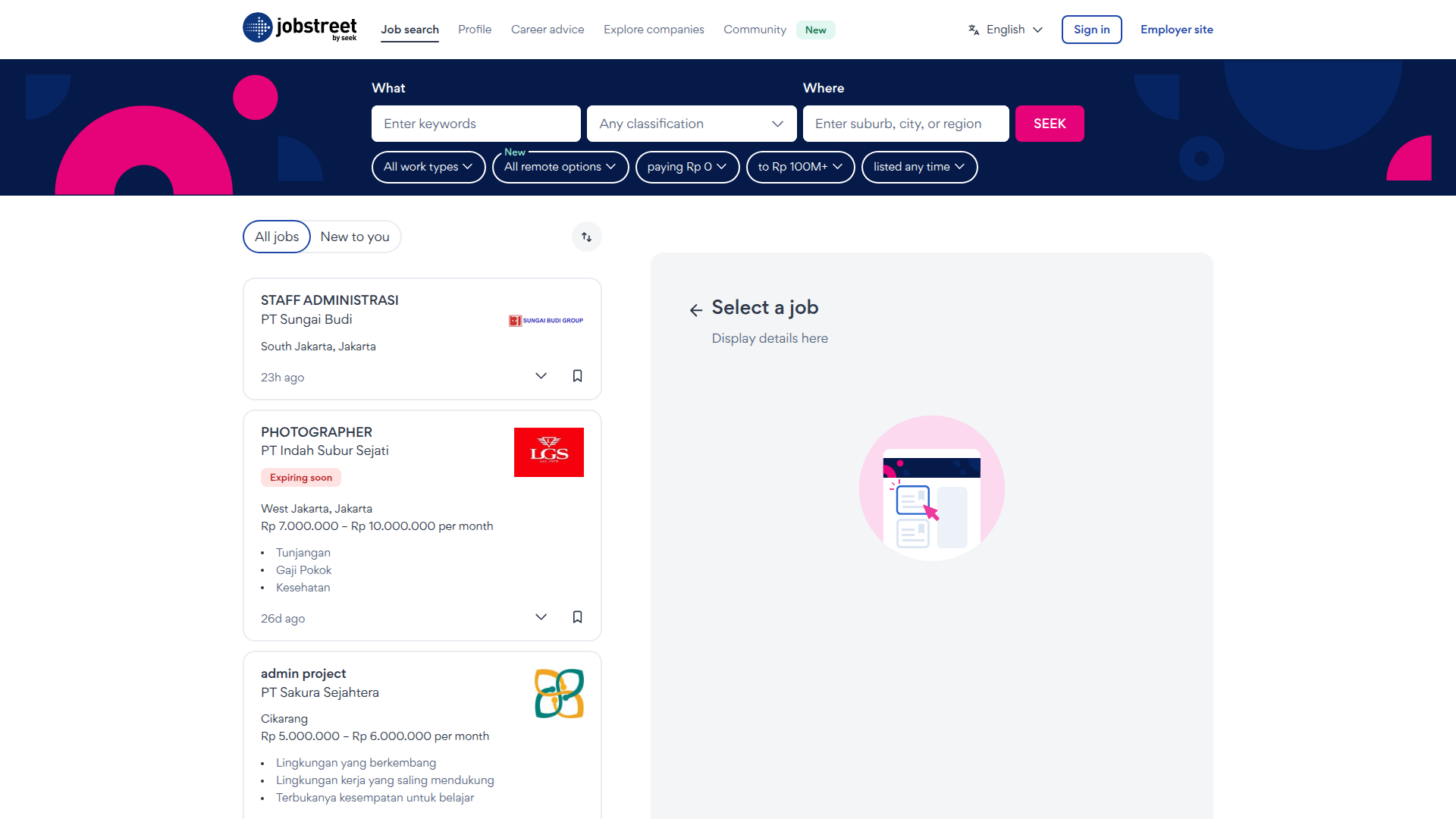 Jobstreet website screenshot