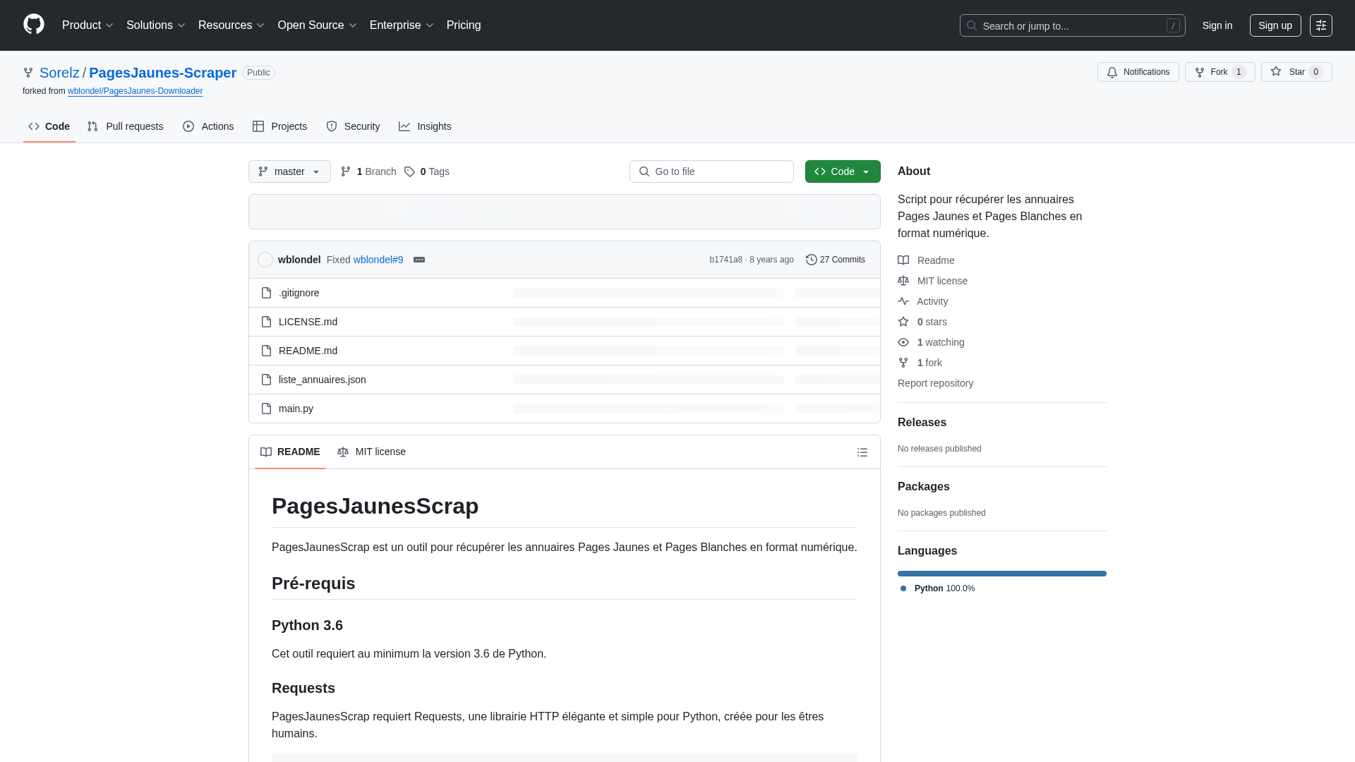 Exemple de script Python pour scraper les Pages Jaunes